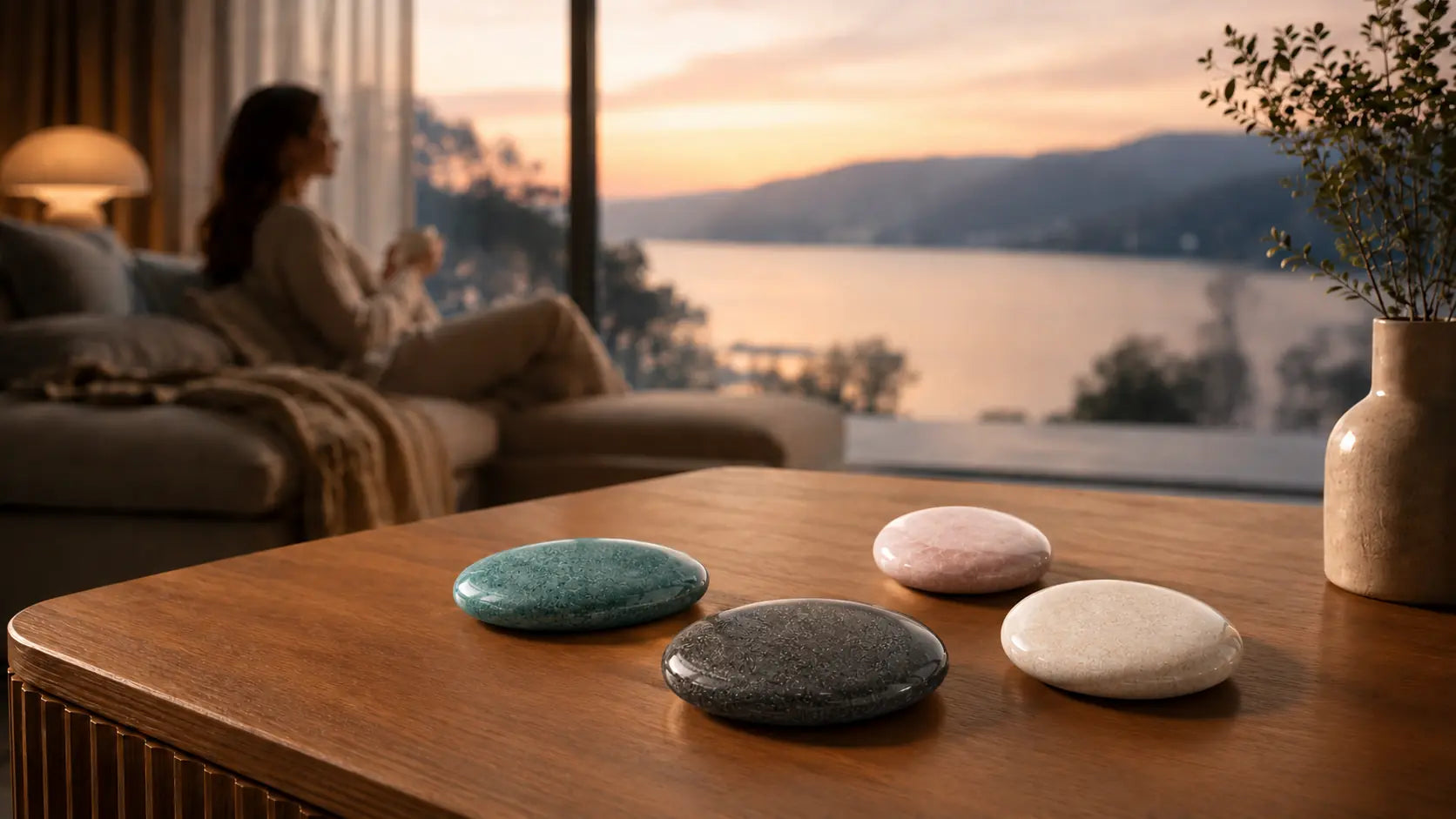 Runde sentatags CREATIV und ovale sentatags EMOTION gemeinsam auf einem Holztisch